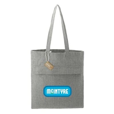 Recycled Cotton Herringbone Tote Bag W/Zip Pocket