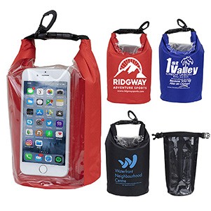 7" W x 11" H "The Navagio" 2.5 Liter Water Resistant Dry Bag With Clear Pocket Window-1