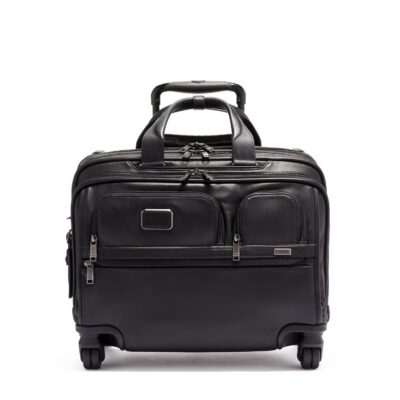 TUMI™ Alpha 3 Deluxe 4 Wheeled Laptop Case Leather Briefcase Bag-1