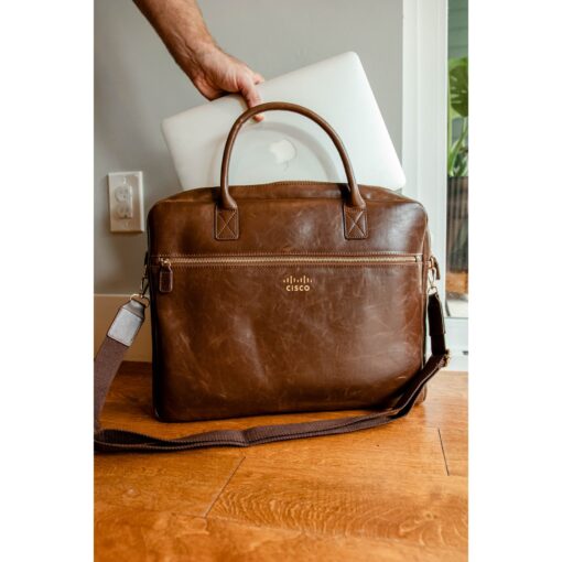 Leather Laptop Bag - Brown-1